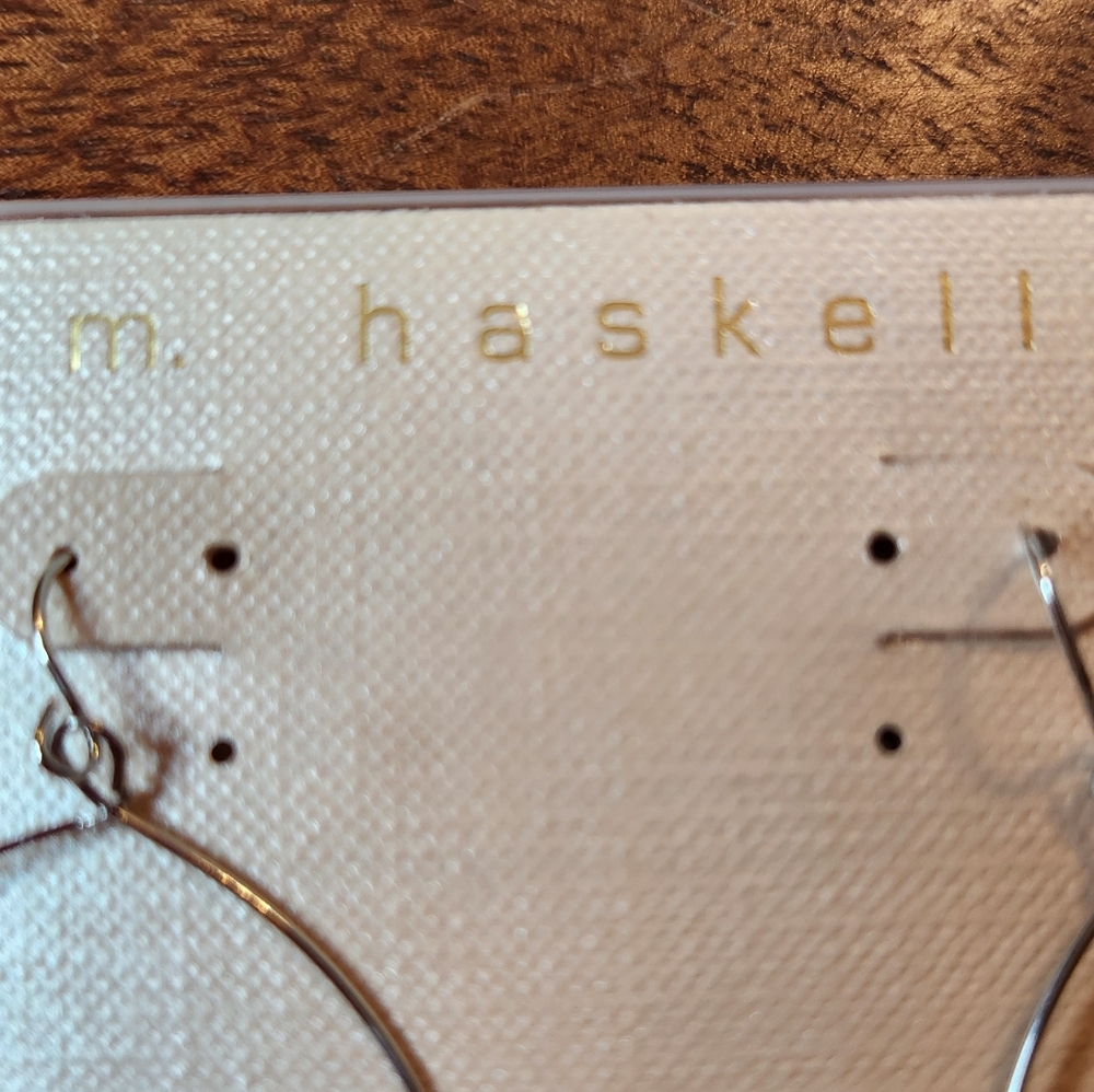 Silver and Turquoise Beaded Hoop Earrings By M. Haskell - Picture 5 of 10